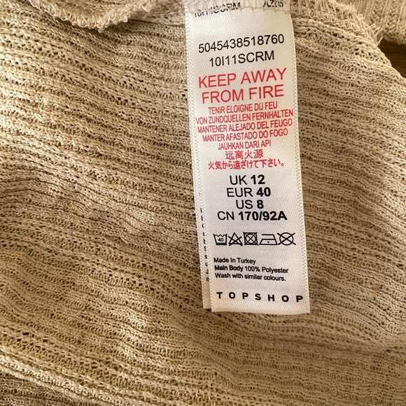 Topshop Women’s 8 Beige Knit Open Back Midi Dress Long Sleeve Bodycon Stretch - Picture 12 of 12